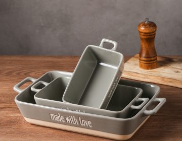 特注セラミックベーキングディッシュセット長方形ベークウェアインバルク