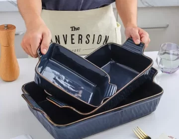 Dark Blue Ceramic Baking Dish Set Wholesale, Custom Size Baking Pans-2