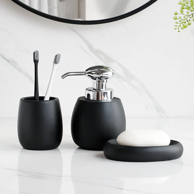 Matte Black Bathroom Set Wholesale, Ceramic Bath Accessories-5