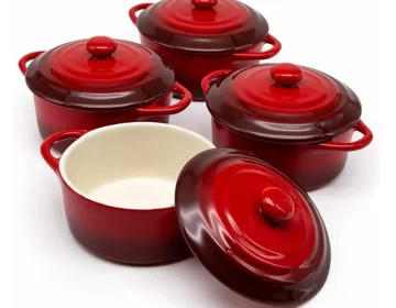 Retro Red Ceramic Baking Casserole Wholesale With Lid-2