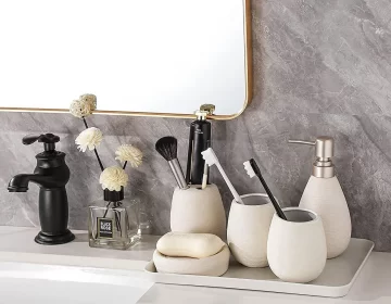 Modern Custom Ceramic Bathroom Set Hotel Accessories Supplies 4