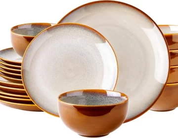 Tan Wholesale Tableware Set Ceramic Custom Dinnerware Set Service For 8 6