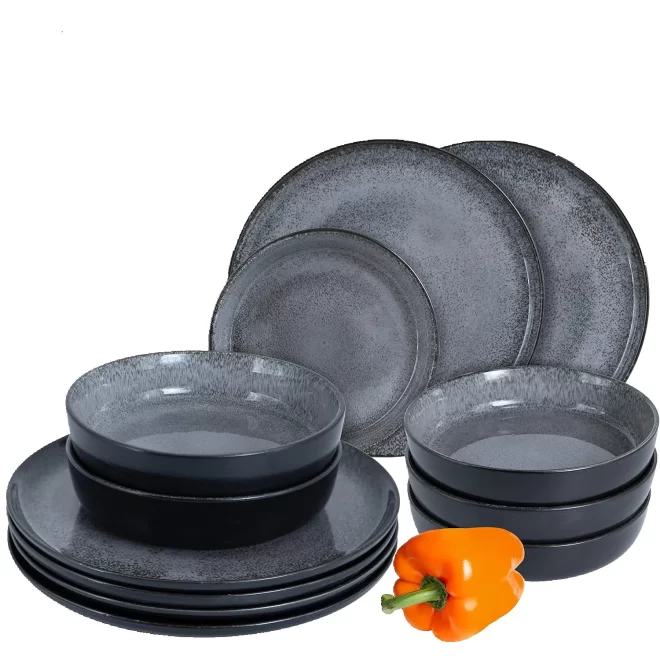 Luxury Matte Black Bulk Plates and Bowls, Bespoke Dinnerware-6