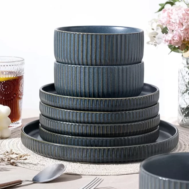 Matte Dark Blue Bulk Tableware, 12 Custom Plates and Bowls-5