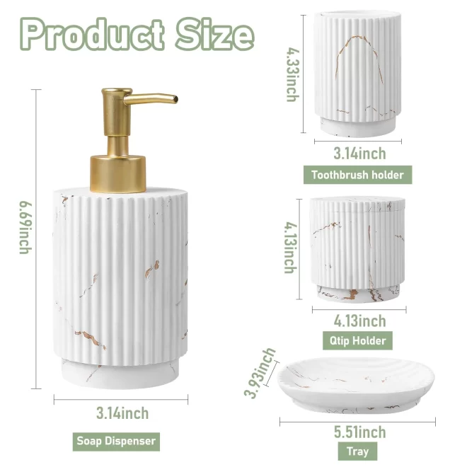 4-Piece Luxury Bath Accessories In Bulk, Custom Ceramic Bathroom Sets-5