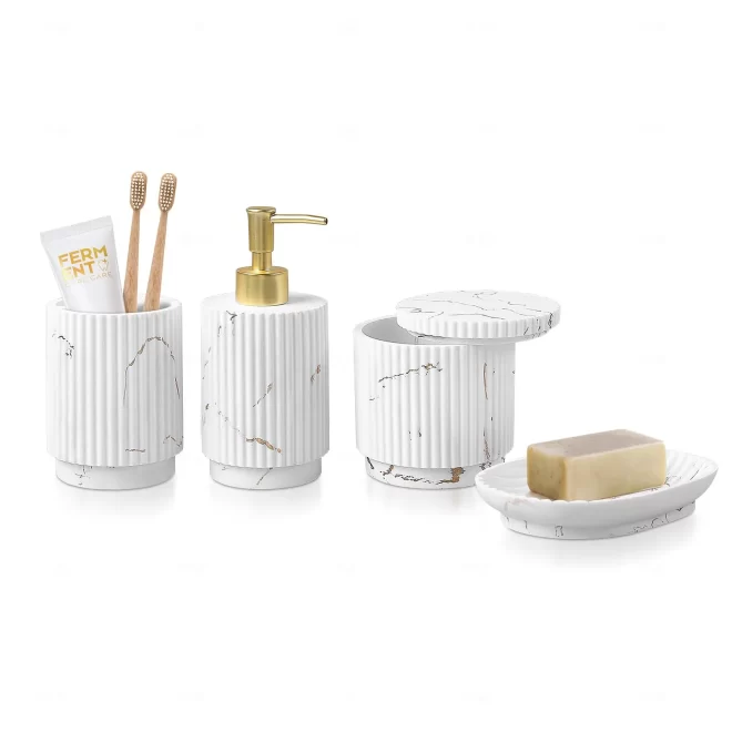 4-Piece Luxury Bath Accessories In Bulk, Custom Ceramic Bathroom Sets-4