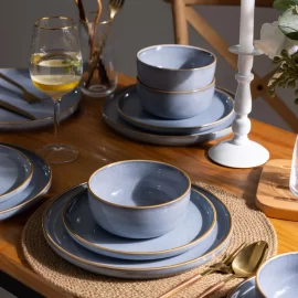 High-Quality Blue Bespoke Tableware, Dinner Service For 12 Dinnerware Wholesale