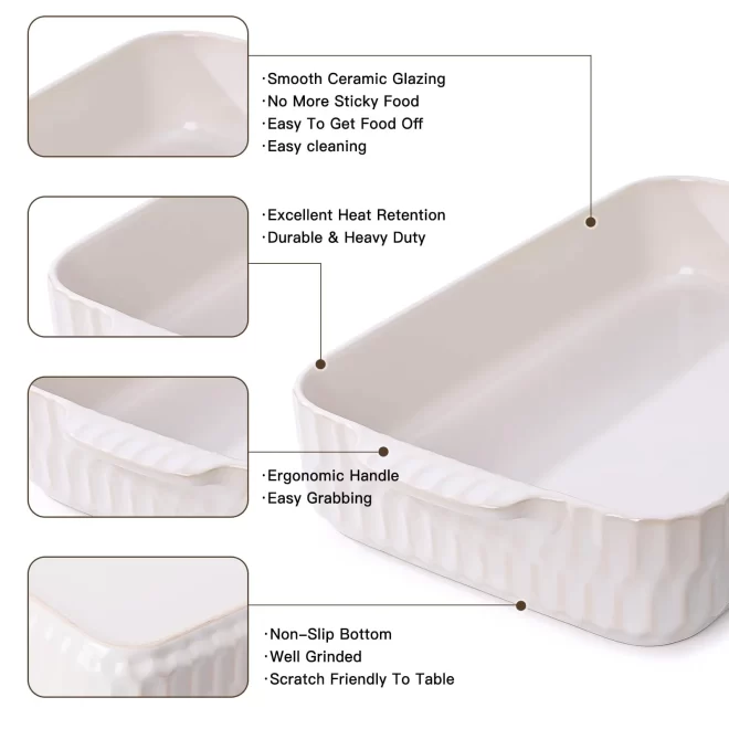 White Ceramic Baking Pan Customized, Wholesale Bakeware For Food Service-5