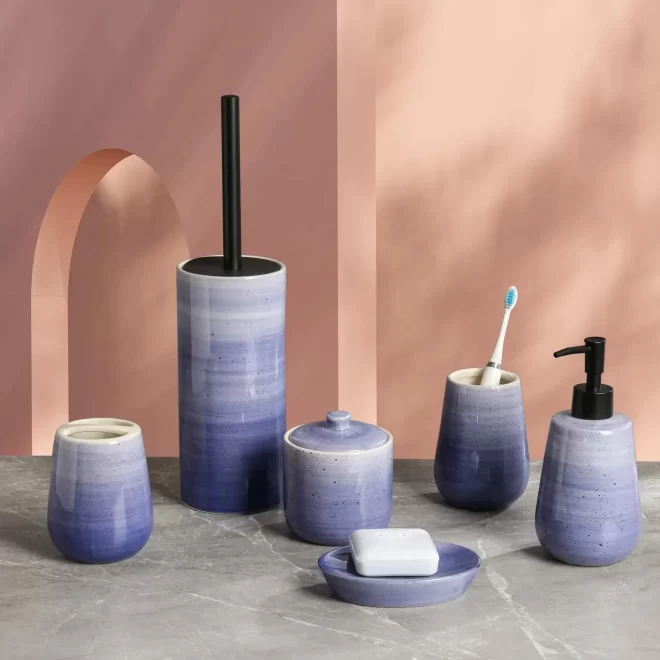 6-Piece Wholesale Bath Accessory Set, Purple Ceramic Bathroom Set-7