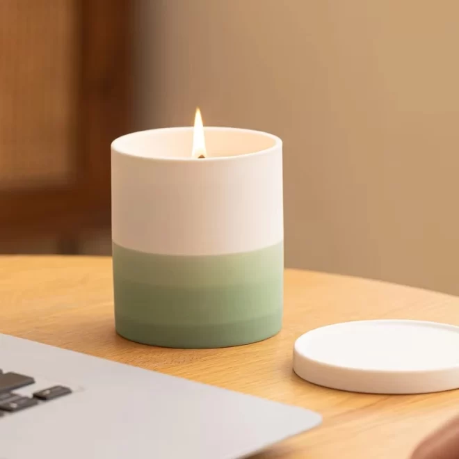 Wholesale Candle Jars With Lids, Gradient Green Candle Jars-1