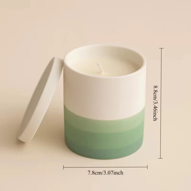 Wholesale Candle Jars With Lids, Gradient Green Candle Jars-3