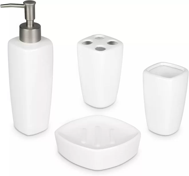 Modern White Bathroom Set Wholesale, Ceramic Bath Accessory-6