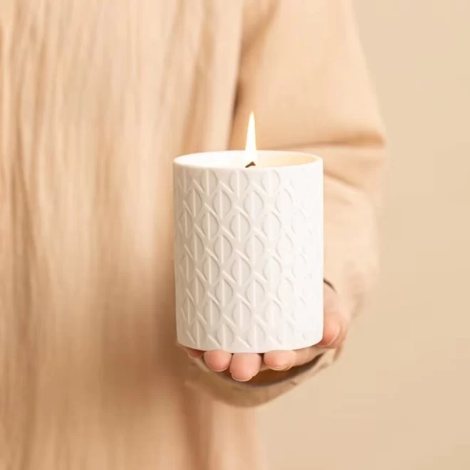 Geometric Texture Ceramic Candle Vessels Wholesale In Bulk-1