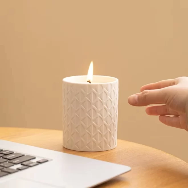 Geometric Texture Ceramic Candle Vessels Wholesale In Bulk-4