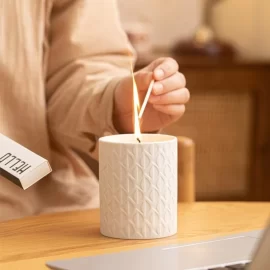 Geometric Texture Ceramic Candle Vessels Wholesale In Bulk