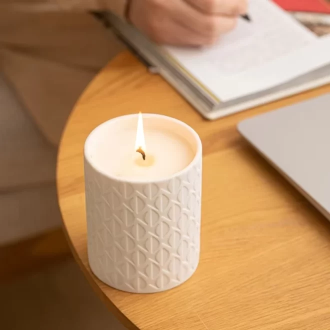 Geometric Texture Ceramic Candle Vessels Wholesale In Bulk-6