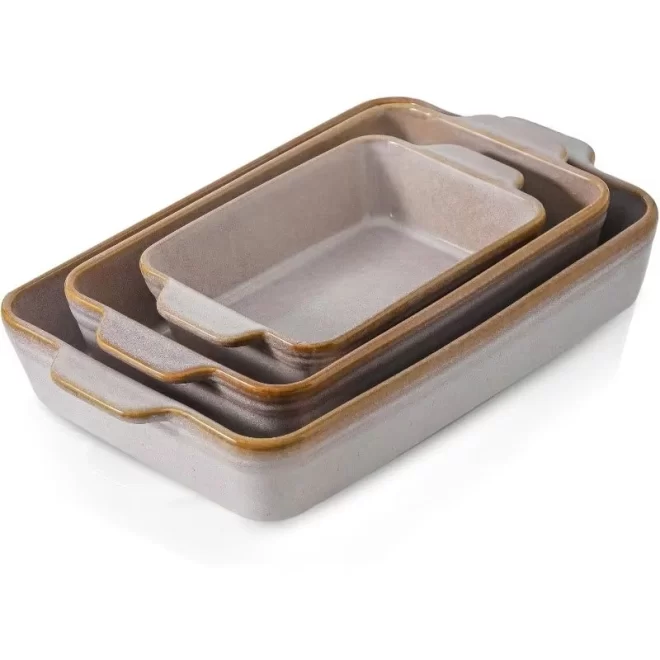 Stoneware Baking Dish Wholesale, 3-Piece Custom Bakeware Set-6