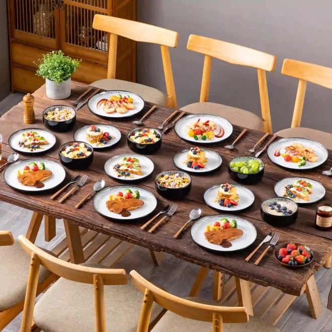 Restaurant Dishware Wholesale, Black & White Crockery Bulk-4