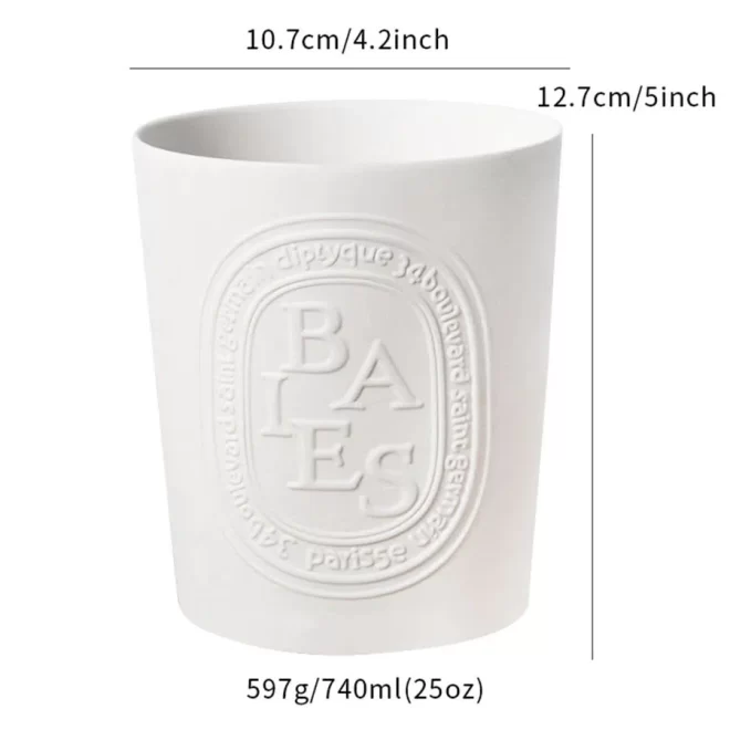 Ceramic Embossed Empty Candle Jars Bulk With Custom Logo-9