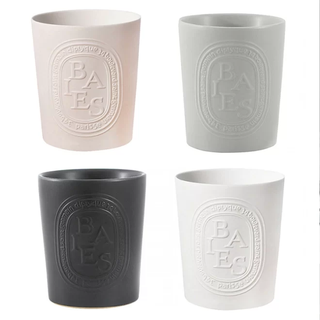 Ceramic Embossed Empty Candle Jars Bulk With Custom Logo-6