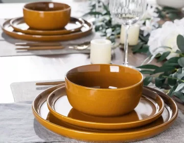Stoneware Plates and Bowls Set with Reactive Glaze Wholesale Tableware Set 3
