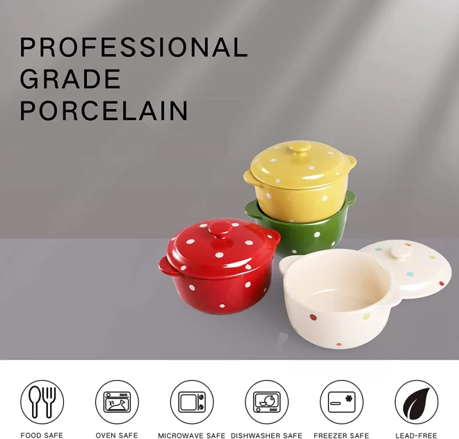 Ceramic Creme Brulee Ramekins Wholesale With Lid and Handle-4