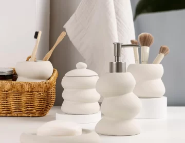 Conjunto de 5 peças para casa de banho - acessórios de casa de banho personalizados - conjunto 1