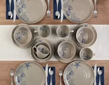 Ocean Themed Tableware Set Stoneware Dinner Plate and Bowls in Bulk 6