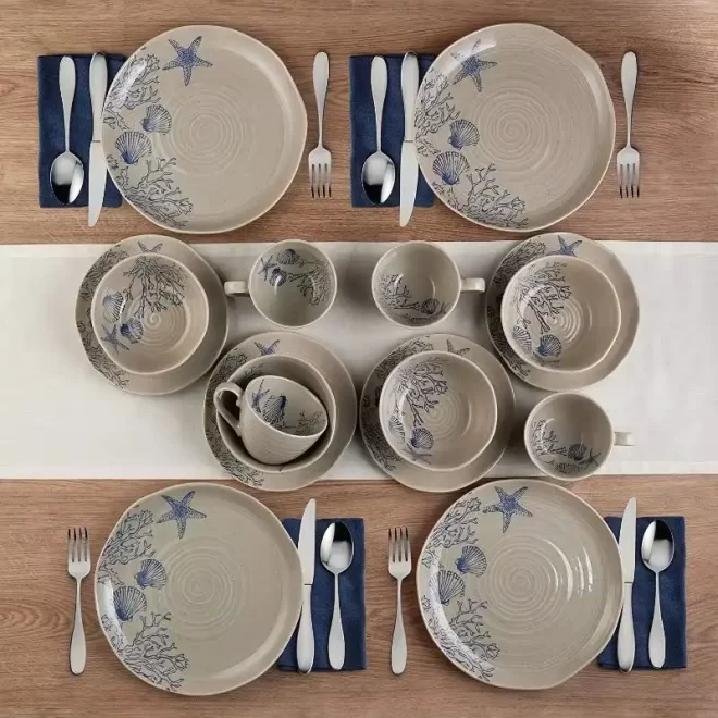 Wholesale Stoneware Plates and Bowls, Ocean Themed Tableware-1