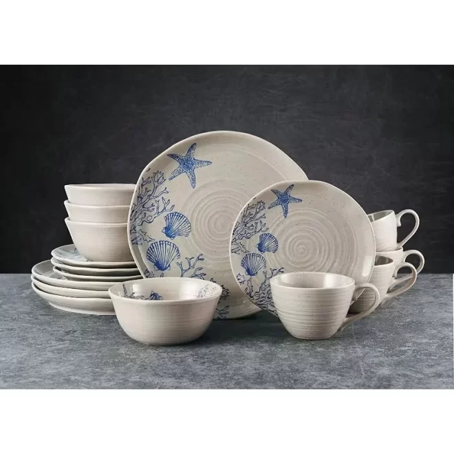 Wholesale Stoneware Plates and Bowls, Ocean Themed Tableware-7