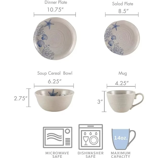 Wholesale Stoneware Plates and Bowls, Ocean Themed Tableware-8