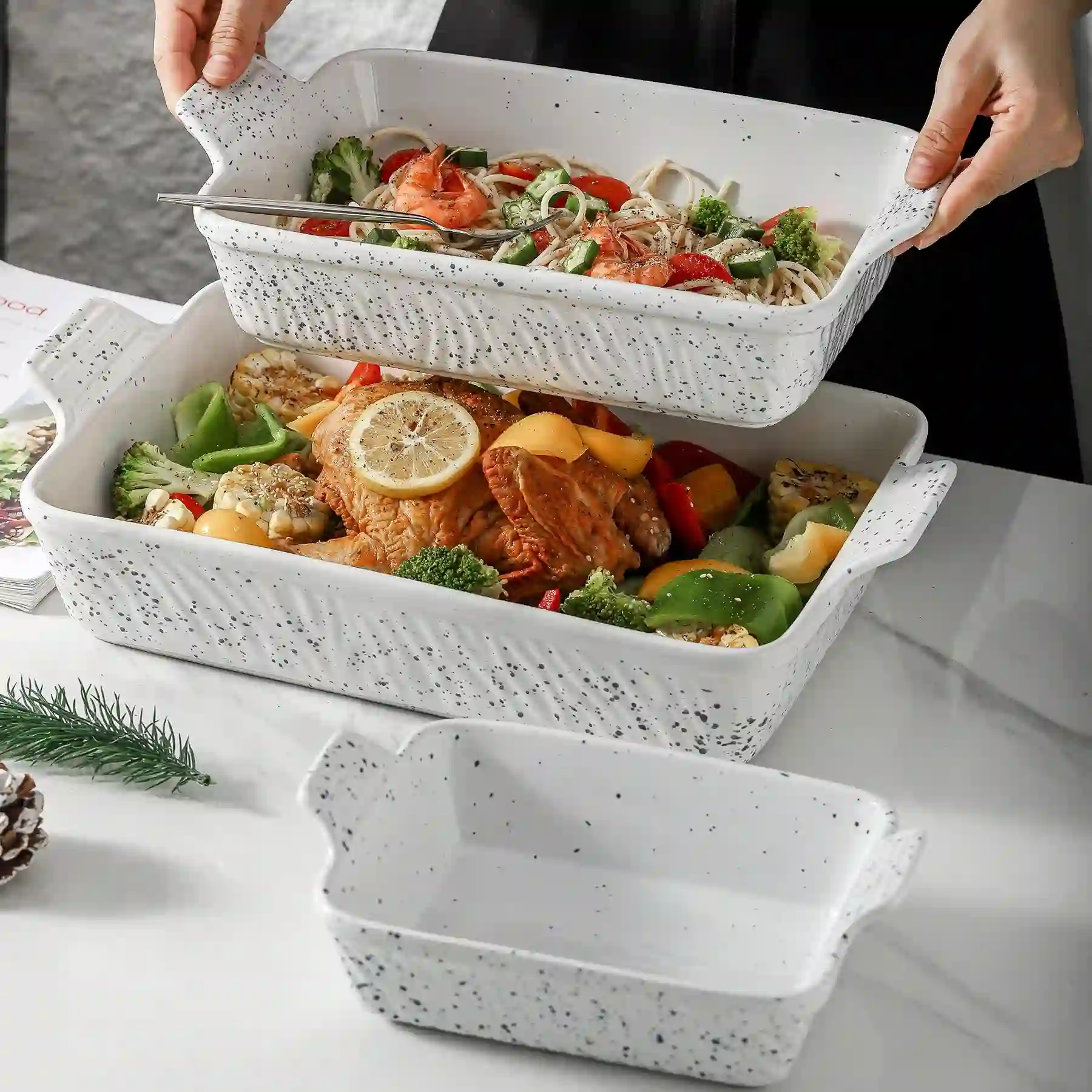 white-baking-dishes-wholesale-with-spotted-texture-stoneware-bakeware-custom-2
