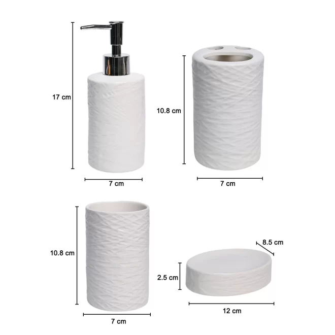 White Bathroom Set 4 Piece Bulk, Soap Dispenser Brush Holder-6