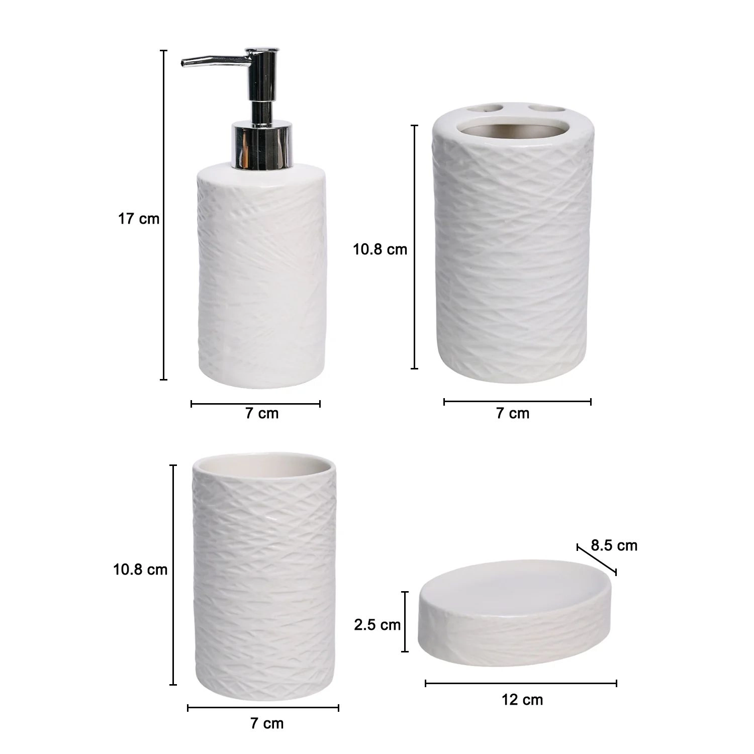 4-Piece-White-Bathroom-Accessories,-Wholesale-Soap-Dispenser-and-Soap-Dish-Set