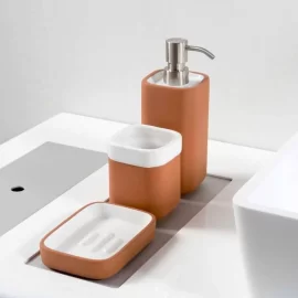 茶色の浴室セット 3点セット, 陶磁器製浴室用品