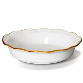 Ceramic Pie Pans in Bulk with Wavy Edges, Bakeware Supply