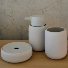 Matte White Bathroom Set Wholesale, Elegant Design Accessory