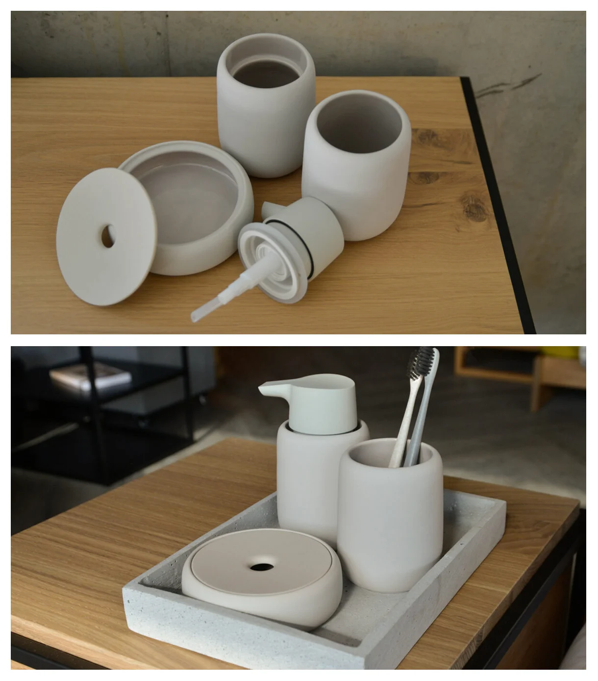 Matte-White-Bathroom-Accessories,-Ceramic-Soap-Dispenser-and-Toothbrush-Holder-Set