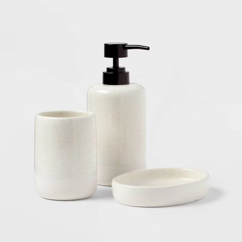 Luxury Bath Accessories Wholesale with Speckled White Glaze