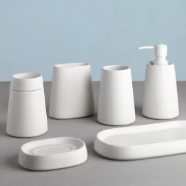 Custom Bathroom Set Wholesale, White Ceramic Bath Set Bulk
