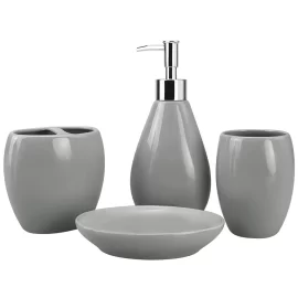 4-Piece Gray Bathroom Accessories Set Wholesale Supply