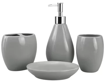 Ensemble d'accessoires de salle de bain 4 pièces gris Wholesale Supply