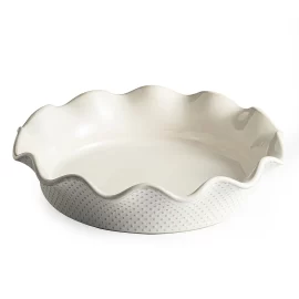 Wholesale Round Baking Dish with Wavy Edge, Custom Ceramic Pie Pan