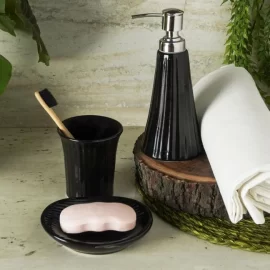 Black Bathroom Accessories Wholesale, Ceramic Bath Set Bulk