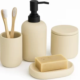 Beige Bathroom Accessory Set Wholesale, Hotel Bathroom Set