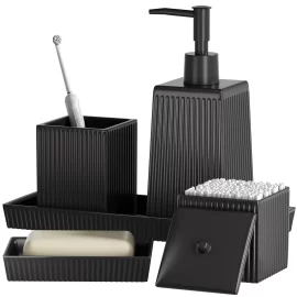 Matte Black Bathroom Accessory Set​ Bulk, Ceramic Bath Set
