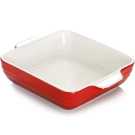 Gradient Red Ceramic Baking Dish Wholesale, Custom Baking Pans Supplies