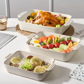 Rustic Custom Casserole Dish Set, Bulk Ceramic Baking Pans