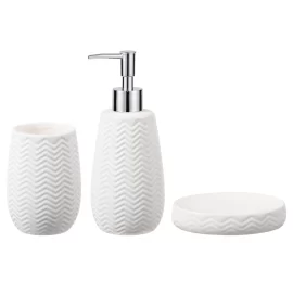 Wholesale 3-Piece Bathroom Set, White Ceramic Bath Accessories Bulk