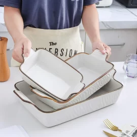 3点セット ホワイト ベーキングウェア 卸売、セラミック製 焼き皿
